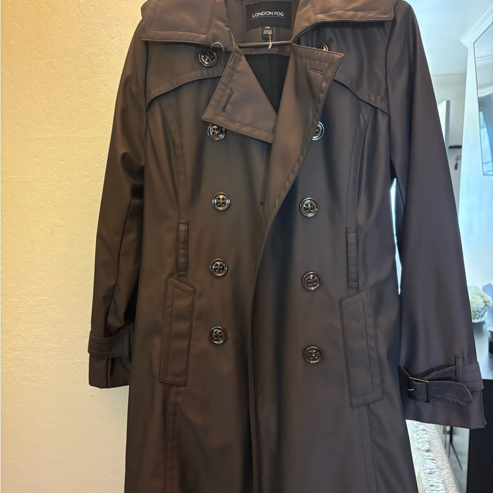 London Fog Black Double-Breasted Trench Coat